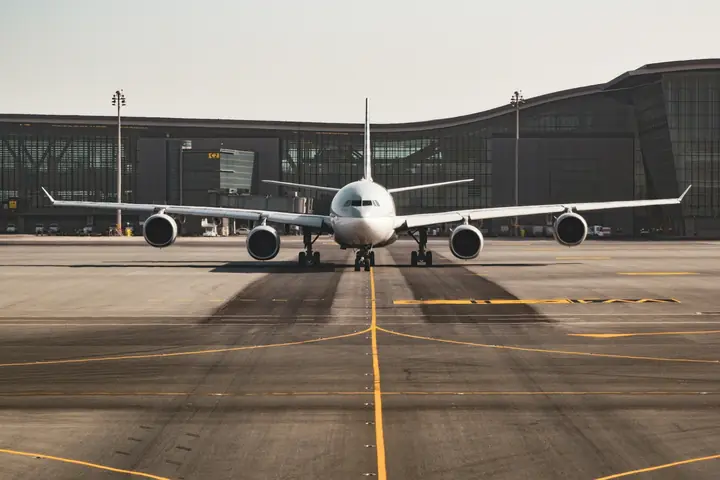 A passenger jet at the gate