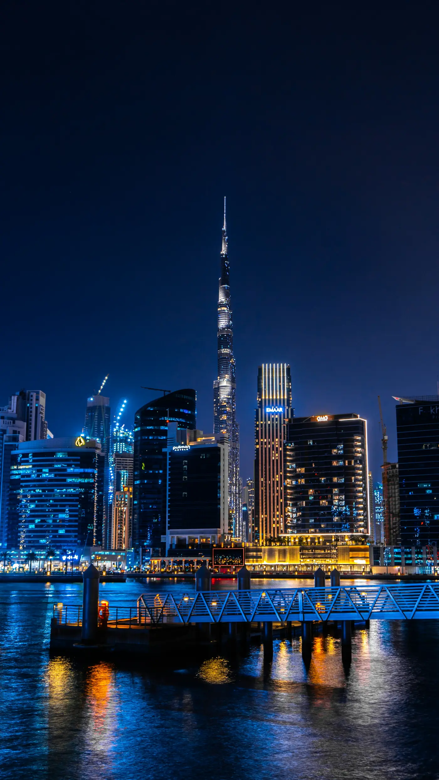 Burj Khalifa and Downtown Dubai lit at night