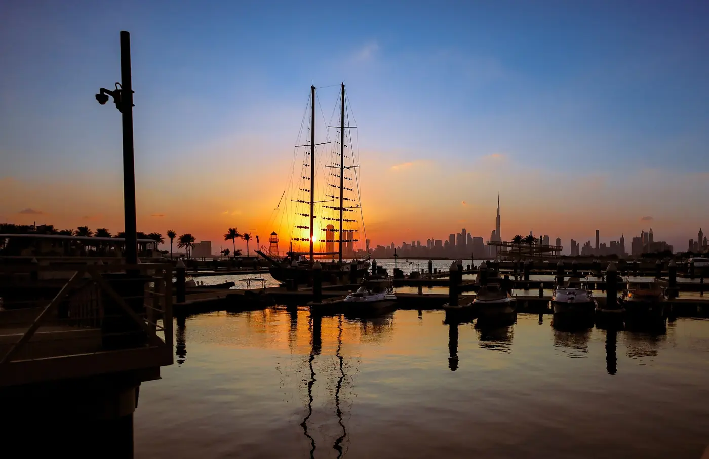 Dubai Creek Harbour at sunset